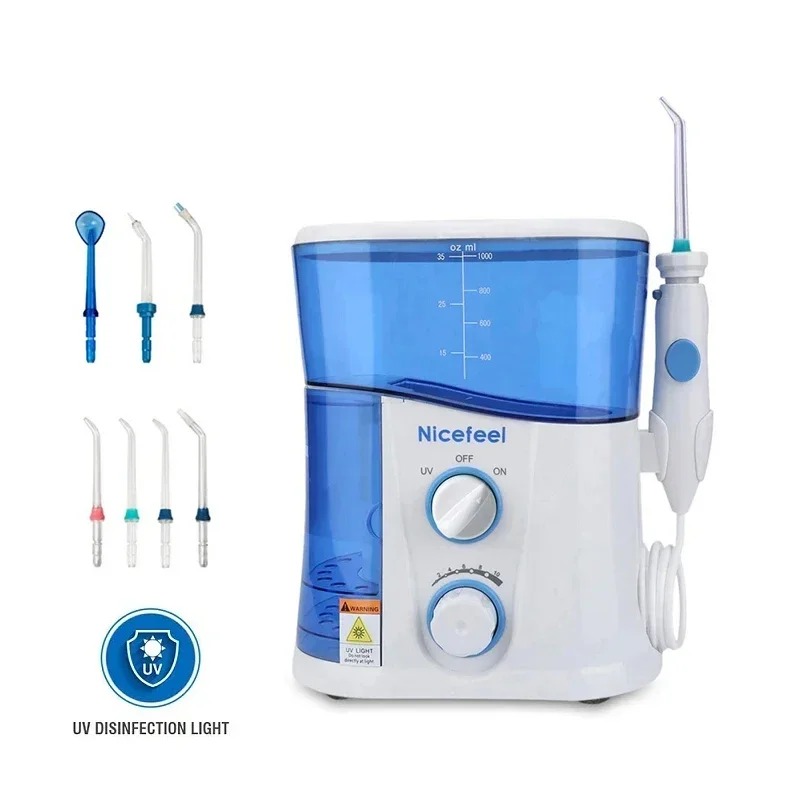 Water Flosser Cordless - เครื่องฉีดน้ำแบบพกพา 7 หัวฉีดปรับได้ พร้อมระบบฆ่าเชื้อด้วยแสงยูวี สำหรับทำความสะอาดฟัน ดูแลสุขภาพเหงือก