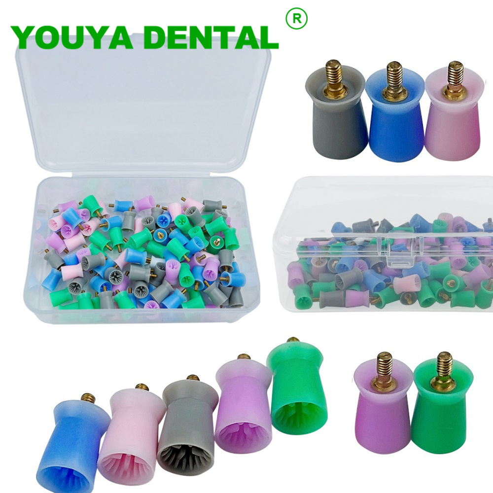 Teeth Whitening Lab - 100 ชิ้น/กล่อง ถ้วยขัดฟันแบบขันเกลียว/แบบล็อค สำหรับขัดฟันขาว หัวแปรงขัดฟัน อุปกรณ์สำหรับทันตแพทย์