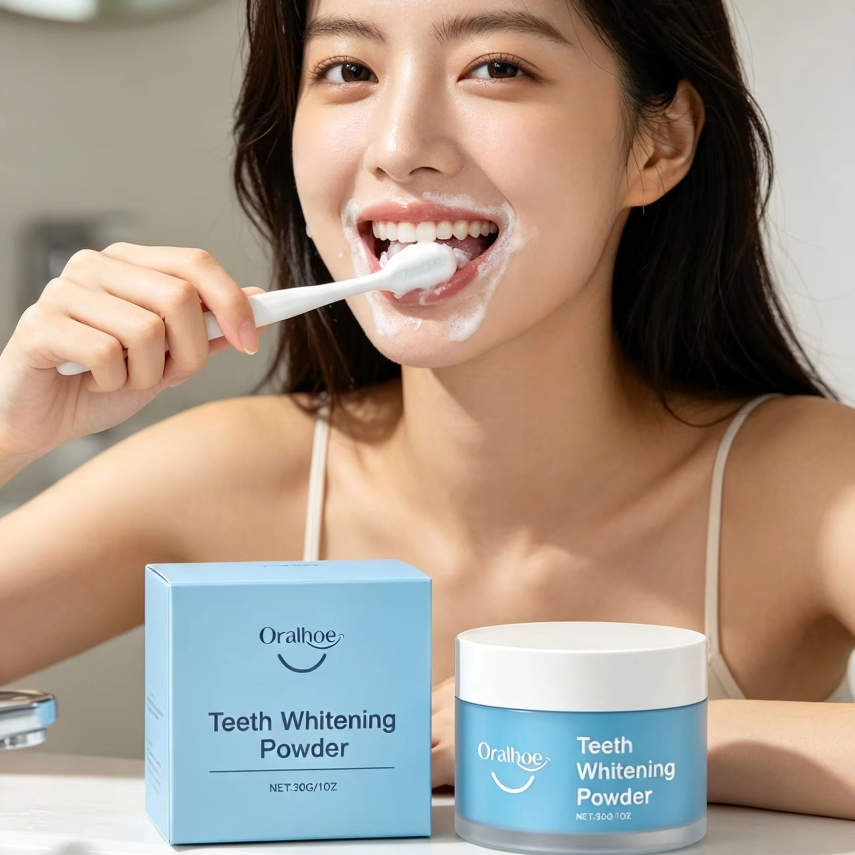 Teeth Whitening Zimba - ผงแปรงฟัน Oralhoe สำหรับขจัดคราบฟัน ทำความสะอาดล้ำลึก ลมหายใจสดชื่น ขจัดคราบพลัค
