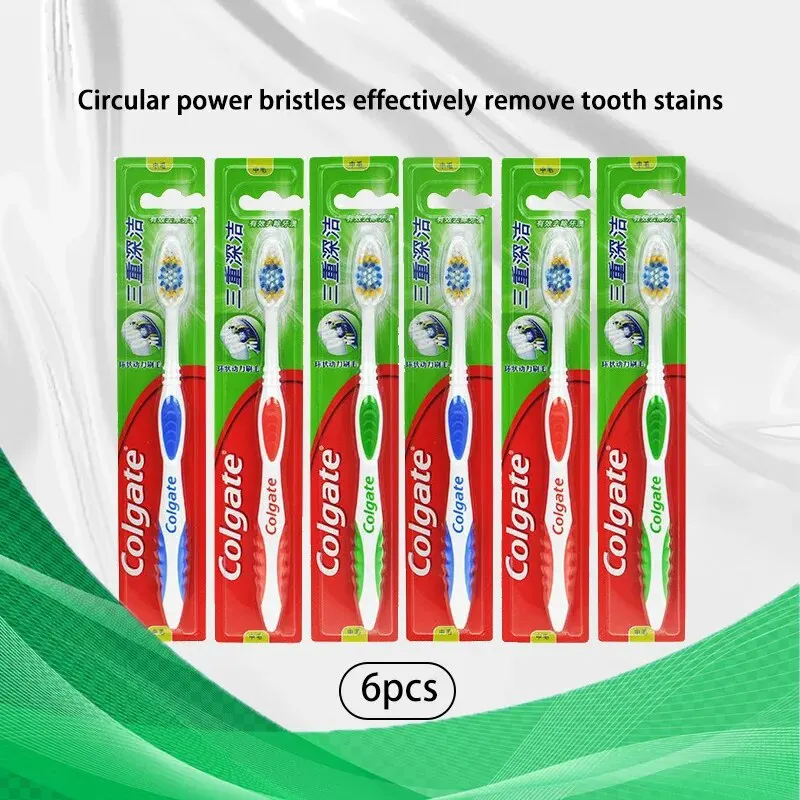 Colgate Whitening Teeth - แปรงสีฟันขนนุ่มสำหรับผู้ใหญ่ 6 ชิ้น ยี่ห้อ Clogate ช่วยให้ฟันขาวสะอาด