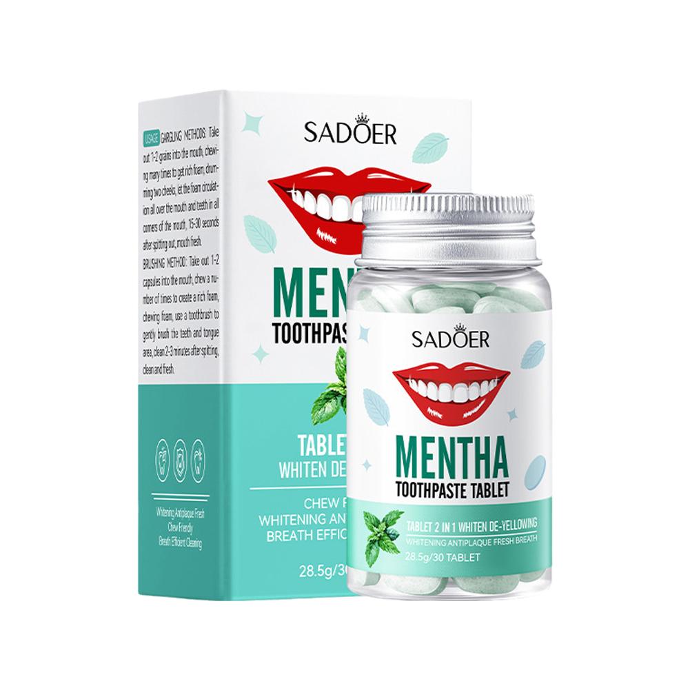 Teeth Whitening Zimba - Mint Solid ยาสีฟันเม็ด Mint รสชาติฟัน Breath