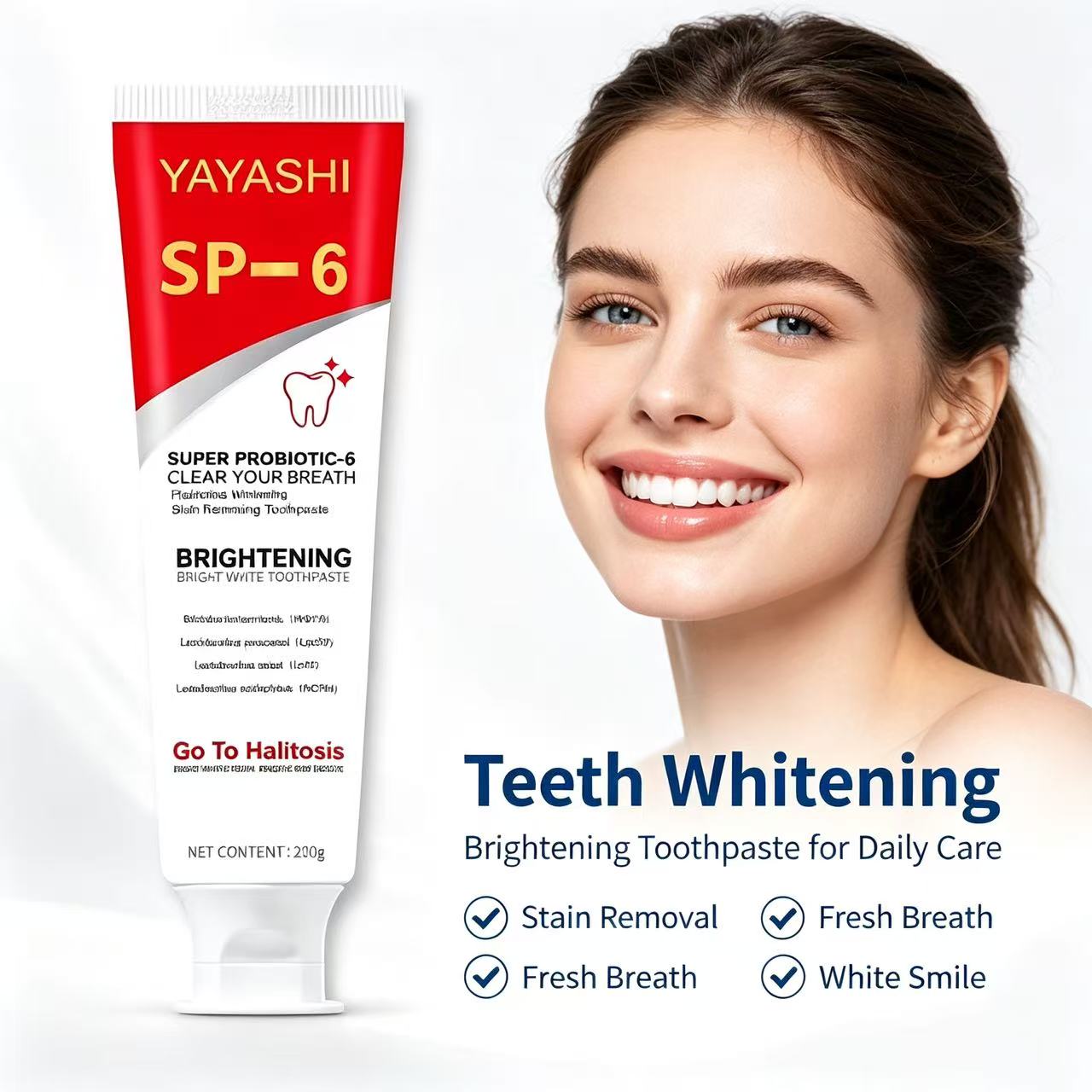ยาสีฟันโปรไบโอติก Sp-6 สูตรไวท - Teeth Whitening Charcoal Powder บทวิจารณ์และราคา