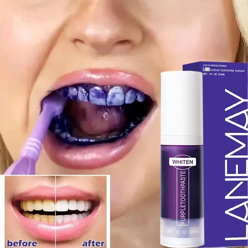 V34 สีม่วงฟันไวท์เทนนิ่งยาสีฟั - Teeth Whitening Charcoal Powder บทวิจารณ์และราคา